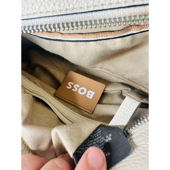 BOSS White Zipper Up Zip Pockets Adjustable Strap Handbag Crossbody Bag - Picture 12 of 12